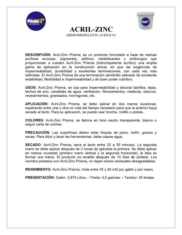Acril-Zinc (4,5 galones - 17,43 kg) - Imagen 3